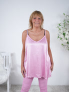 Top im Satin Glanz Einheitsgröße (ca Gr. 42 "oversize"-46) Pink