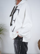 weicher Hoody mit foliertem Print und auffälligen Kordeln