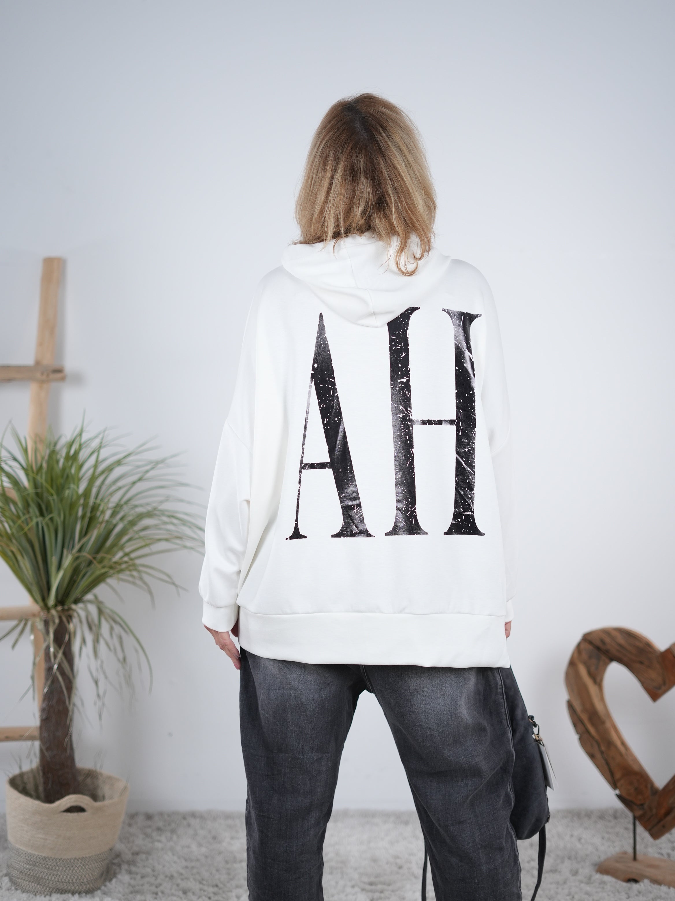 weicher Hoody mit foliertem Print und auffälligen Kordeln