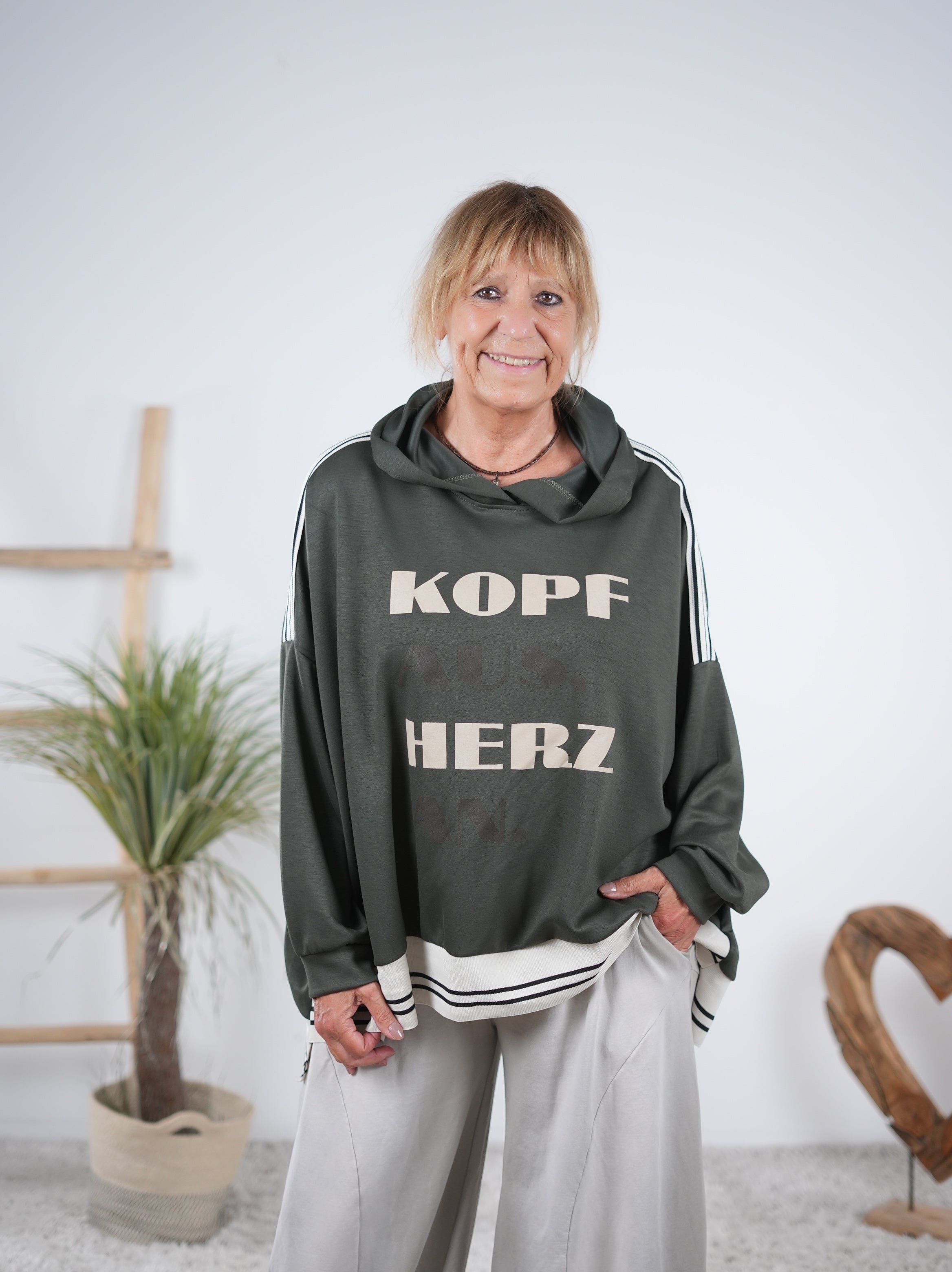 weiches Sweaty mit breitem Bündchen am Abschluss Olive