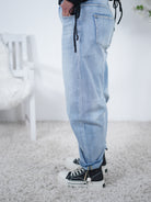 Weite Bottle-Jeans, blau